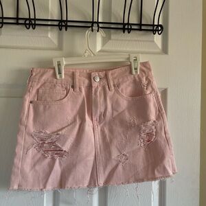 PacSun Light Pink Distressed Mini Skirt